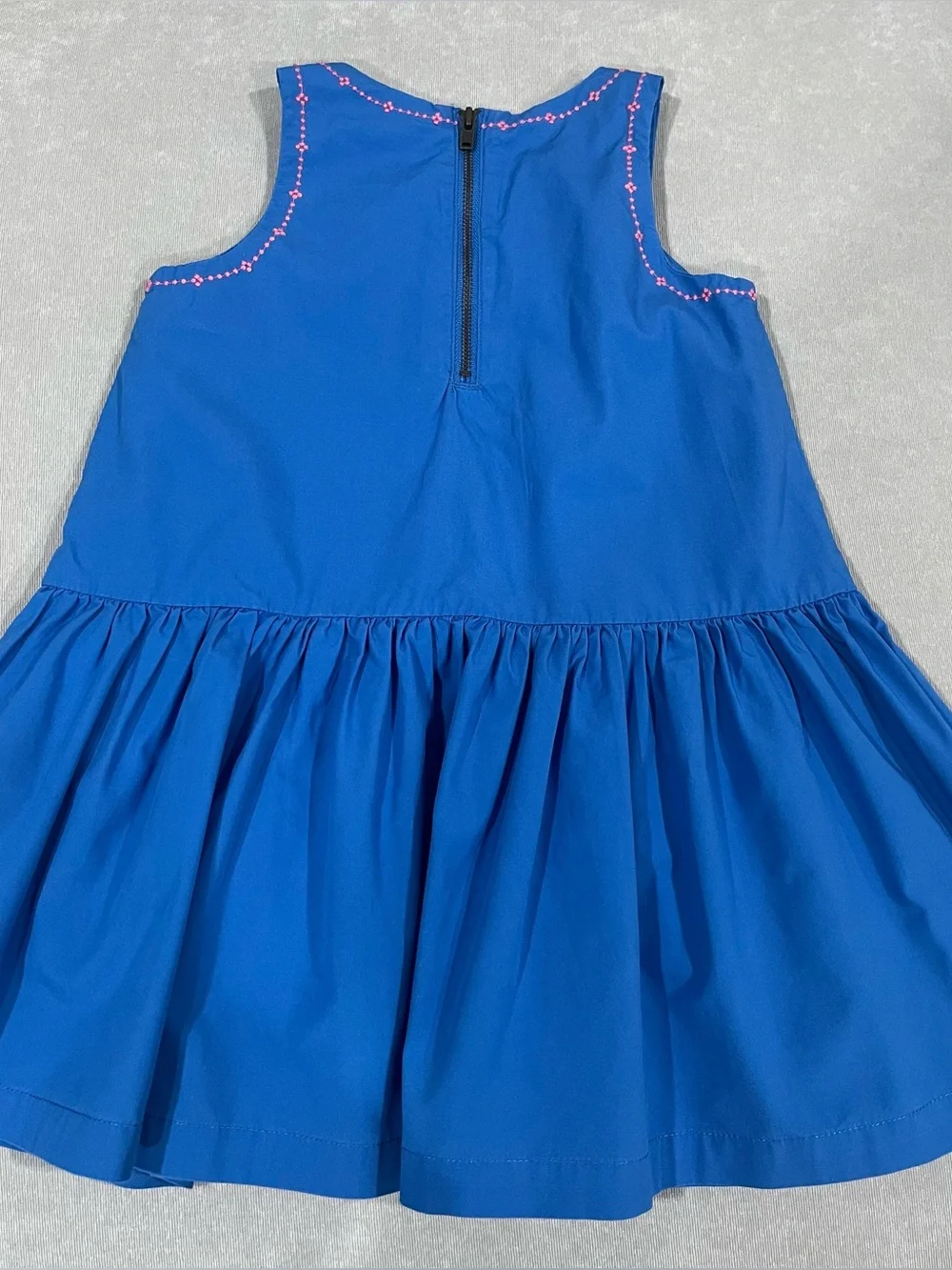 Hanna Anderson Play Blue Cotton Dress with Pink Embroidery